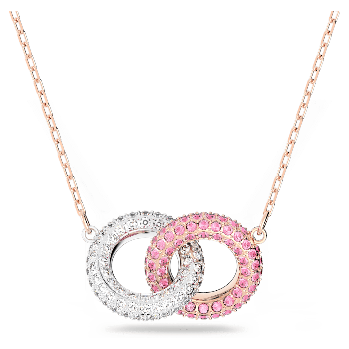 

Swarovski Stone 项链, 交错圆圈, 粉红色, 镀玫瑰金色调