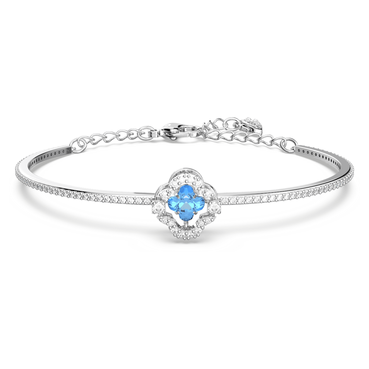 

Swarovski Sparkling Dance 手镯, 幸运草, 蓝色, 镀铑