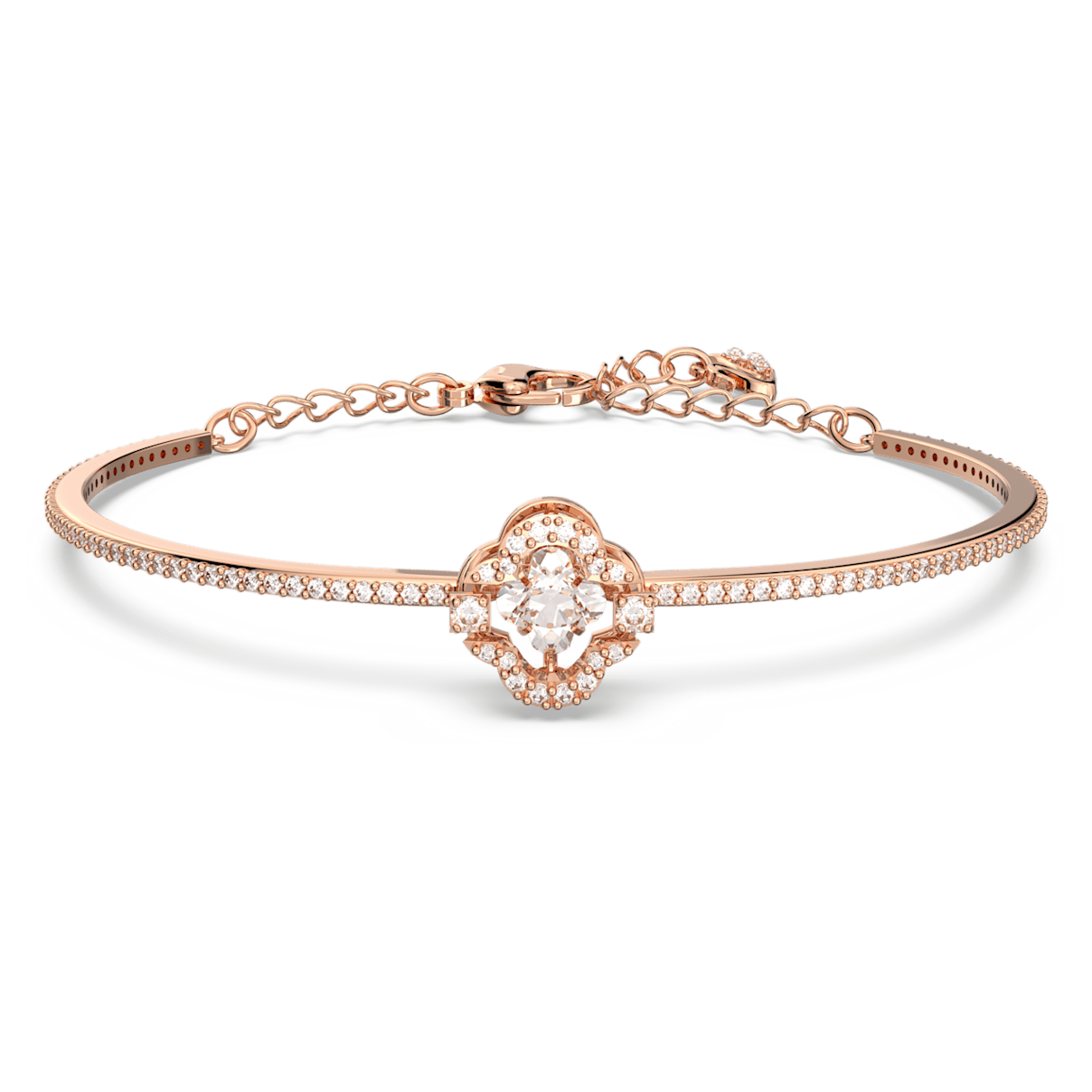 

Swarovski Sparkling Dance 手镯, 幸运草, 白色, 镀玫瑰金色调