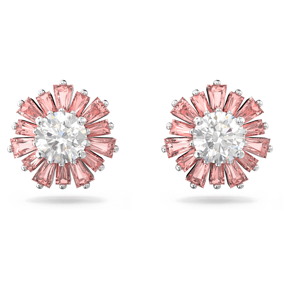 

Swarovski Sunshine 耳钉, 混合切割, 太阳, 粉红色, 镀铑