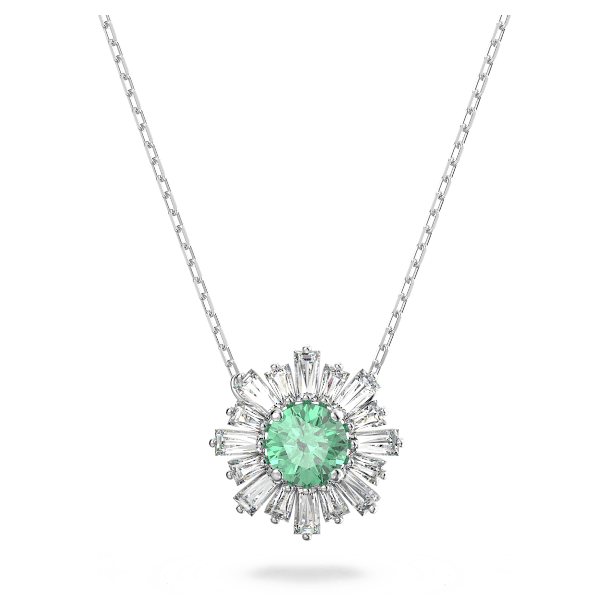 

Swarovski Sunshine 链坠, 混合切割, 太阳, 绿色, 镀铑