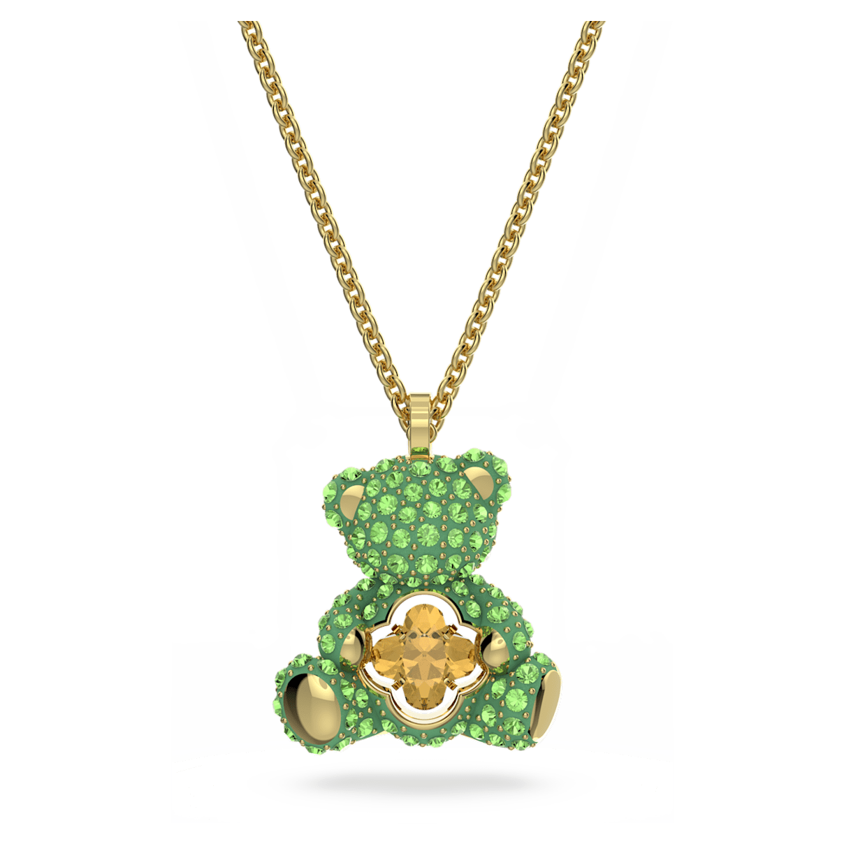 

Swarovski Teddy 链坠, 熊, 绿色, 镀金色调