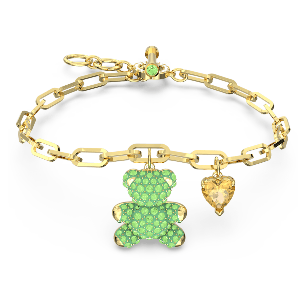 

Swarovski Teddy 手链, 熊, 绿色, 镀金色调