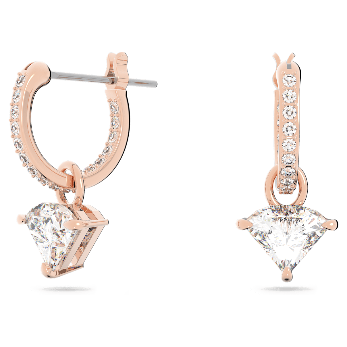 

Swarovski Ortyx 水滴形耳环, 三角形切割, 白色, 镀玫瑰金色调
