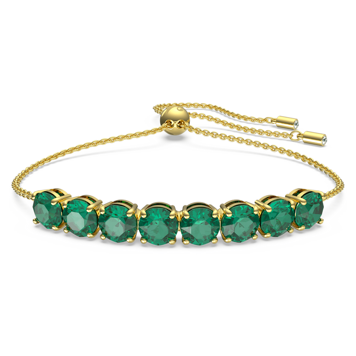 

Swarovski Exalta bracelet, Round cut, Green, Gold-tone plated