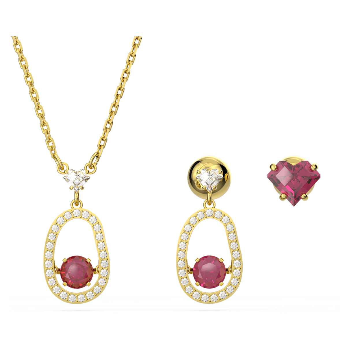 

Swarovski Cariti 套装, 红豆, 红色, 镀金色调