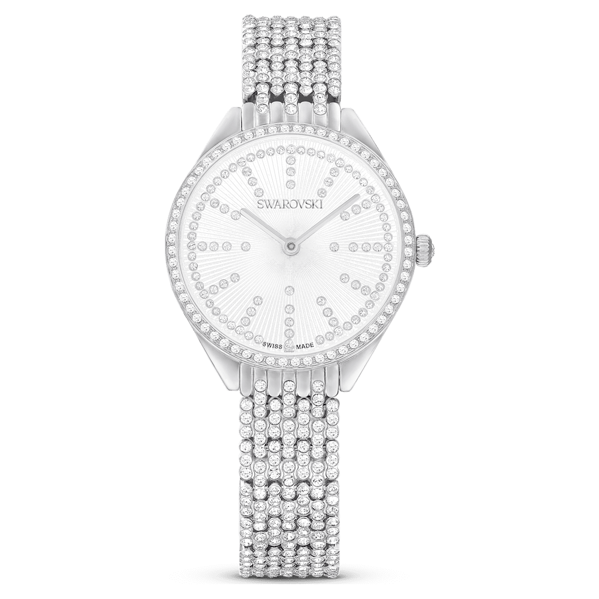

Swarovski Attract 腕表, 瑞士制造, 镶嵌, 金属手链, 银色, 不锈钢