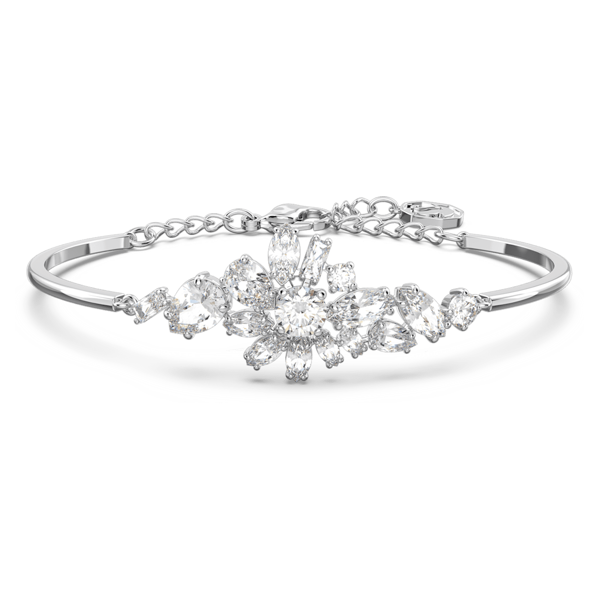 

Swarovski Gema 手镯, 混合切割, 花朵, 白色, 镀铑
