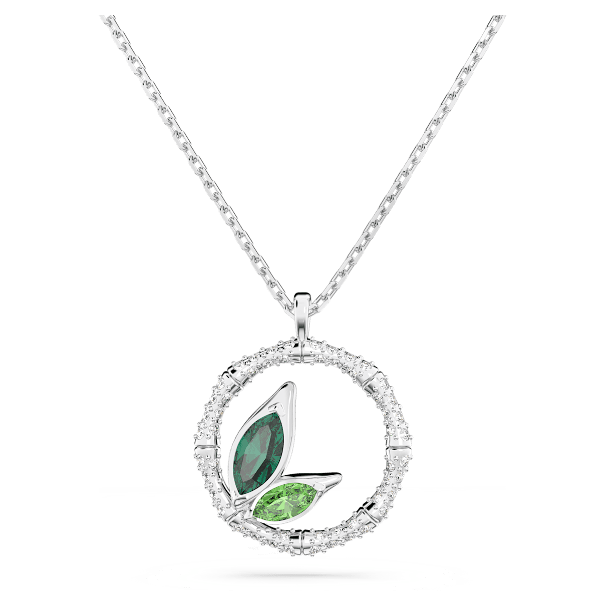 

Swarovski Dellium 项链, 圆形, 竹子, 绿色, 镀铑