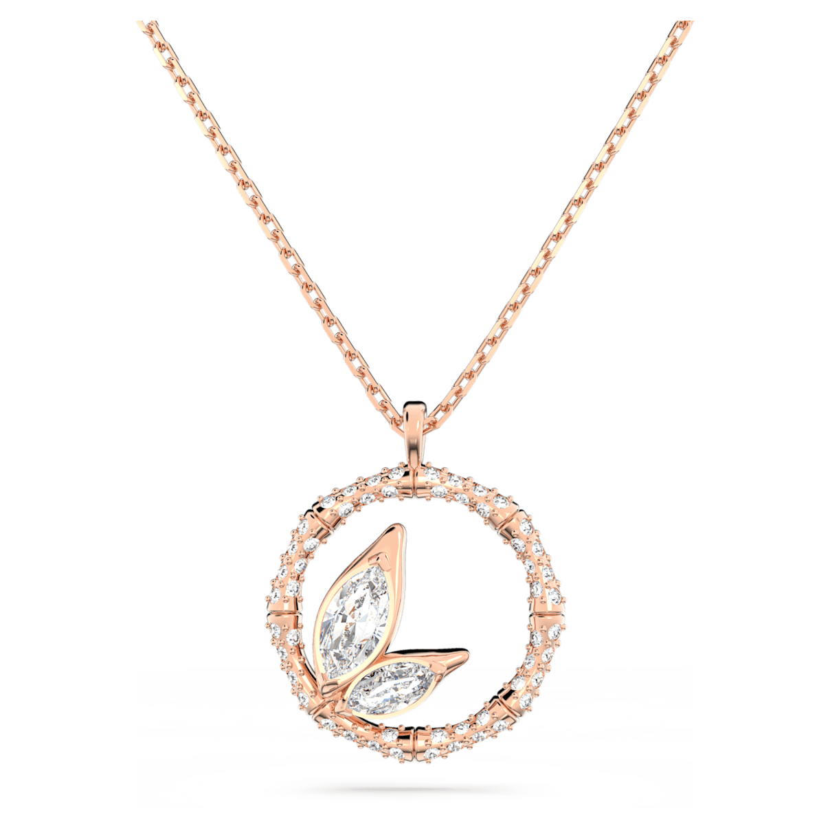

Swarovski Dellium 项链, 圆形, 竹子, 白色, 镀玫瑰金色调