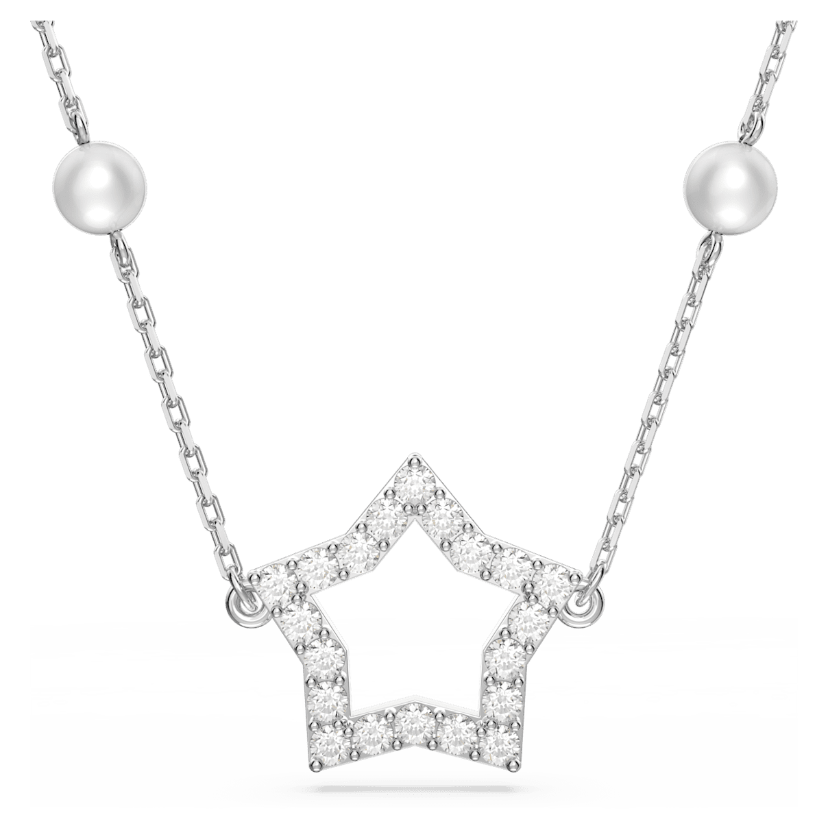 

Swarovski Stella 项链, 星星, 白色, 镀铑
