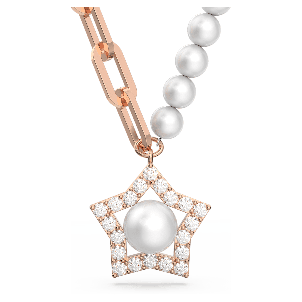 

Swarovski Stella 项链, 星星, 白色, 镀玫瑰金色调