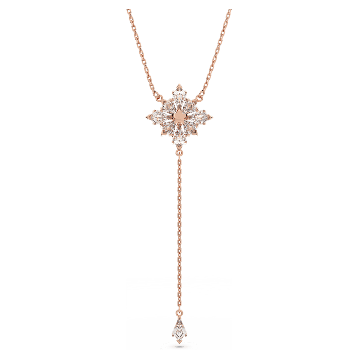 

Swarovski Stella Y形项链, 风筝型切割, 星星, 白色, 镀玫瑰金色调