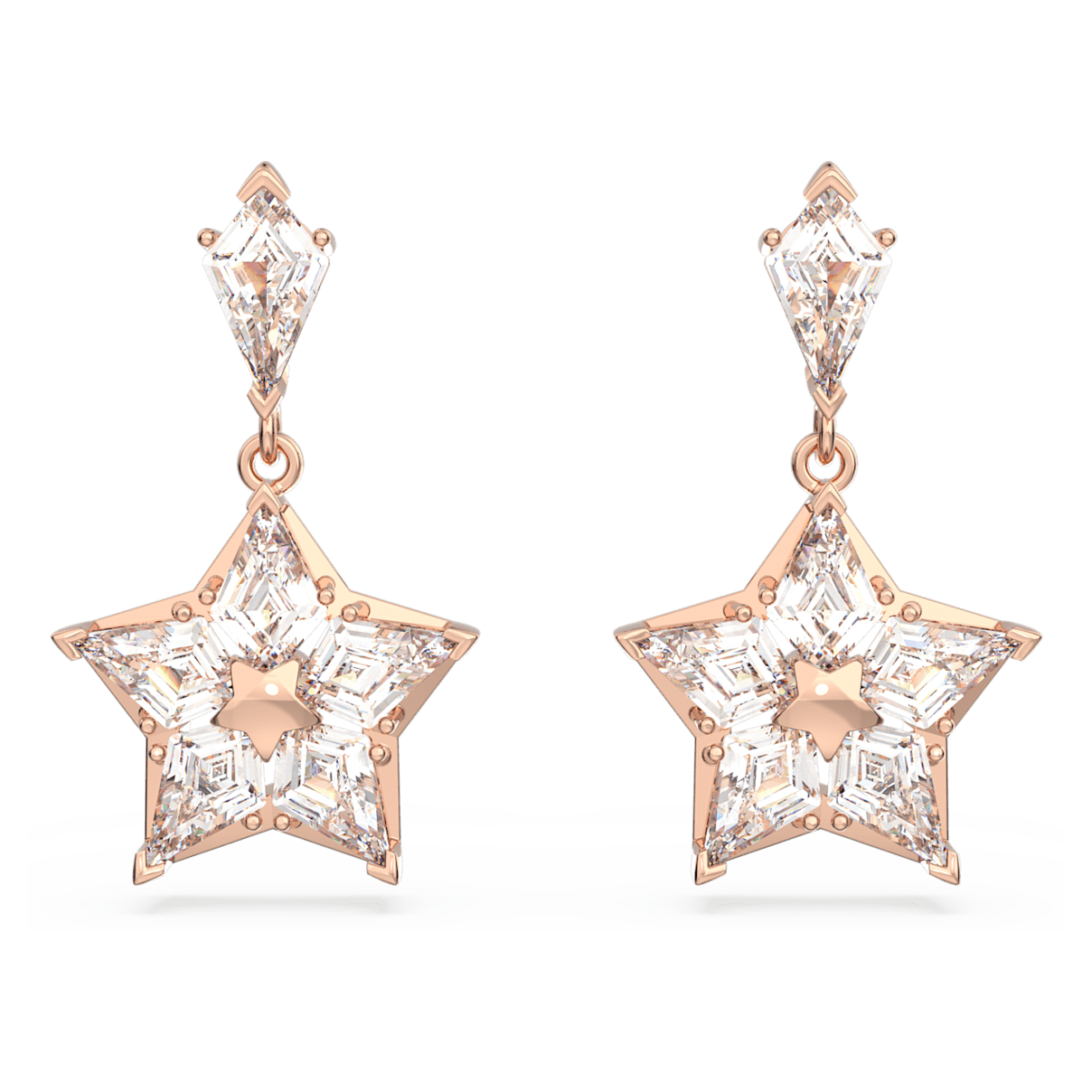 

Swarovski Stella 水滴形耳环, 风筝型切割, 星星, 白色, 镀玫瑰金色调