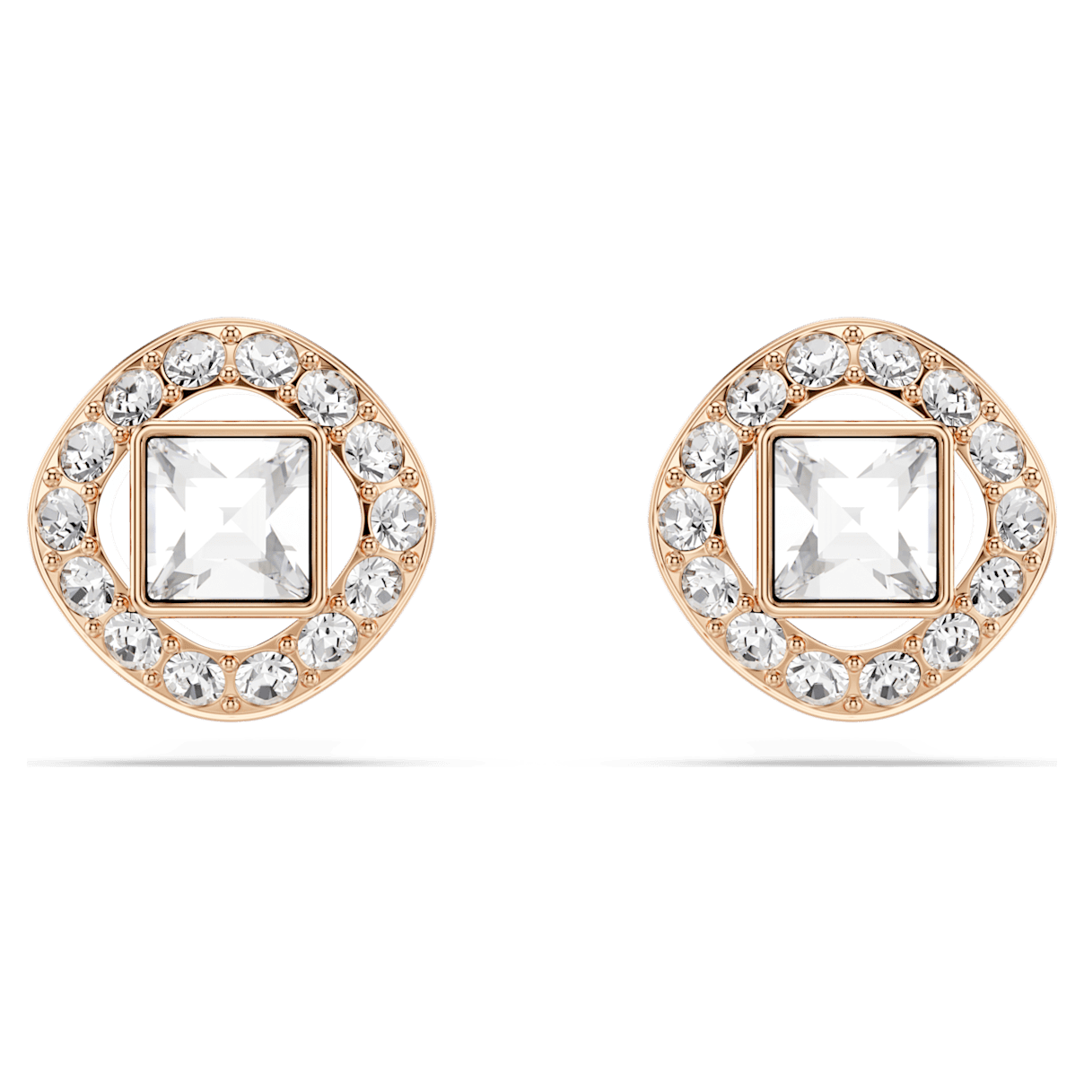 

Swarovski Angelic Square 耳钉, 方形切割, 白色, 镀玫瑰金色调