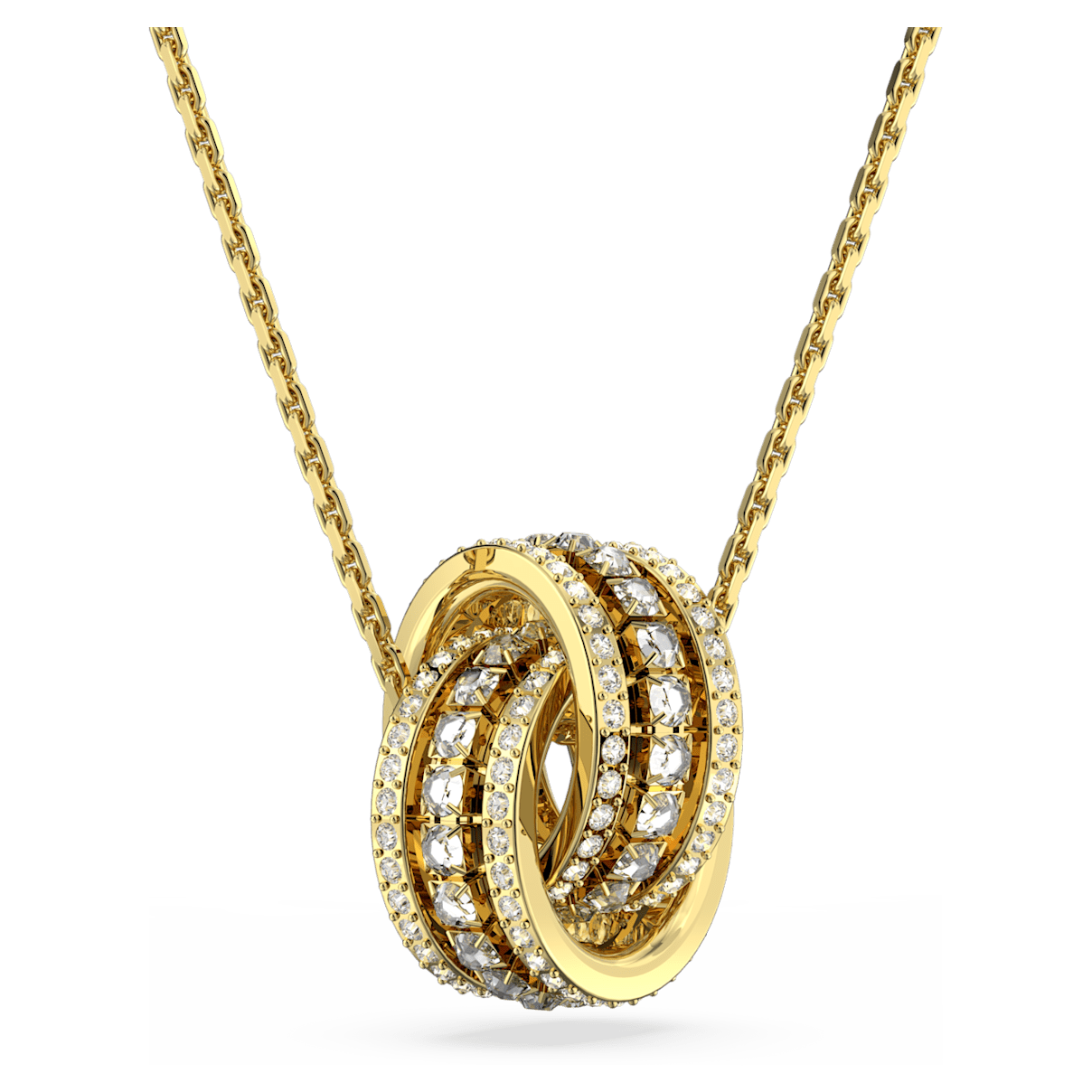 

Swarovski Further 项链, 交错圆圈, 白色, 镀金色调
