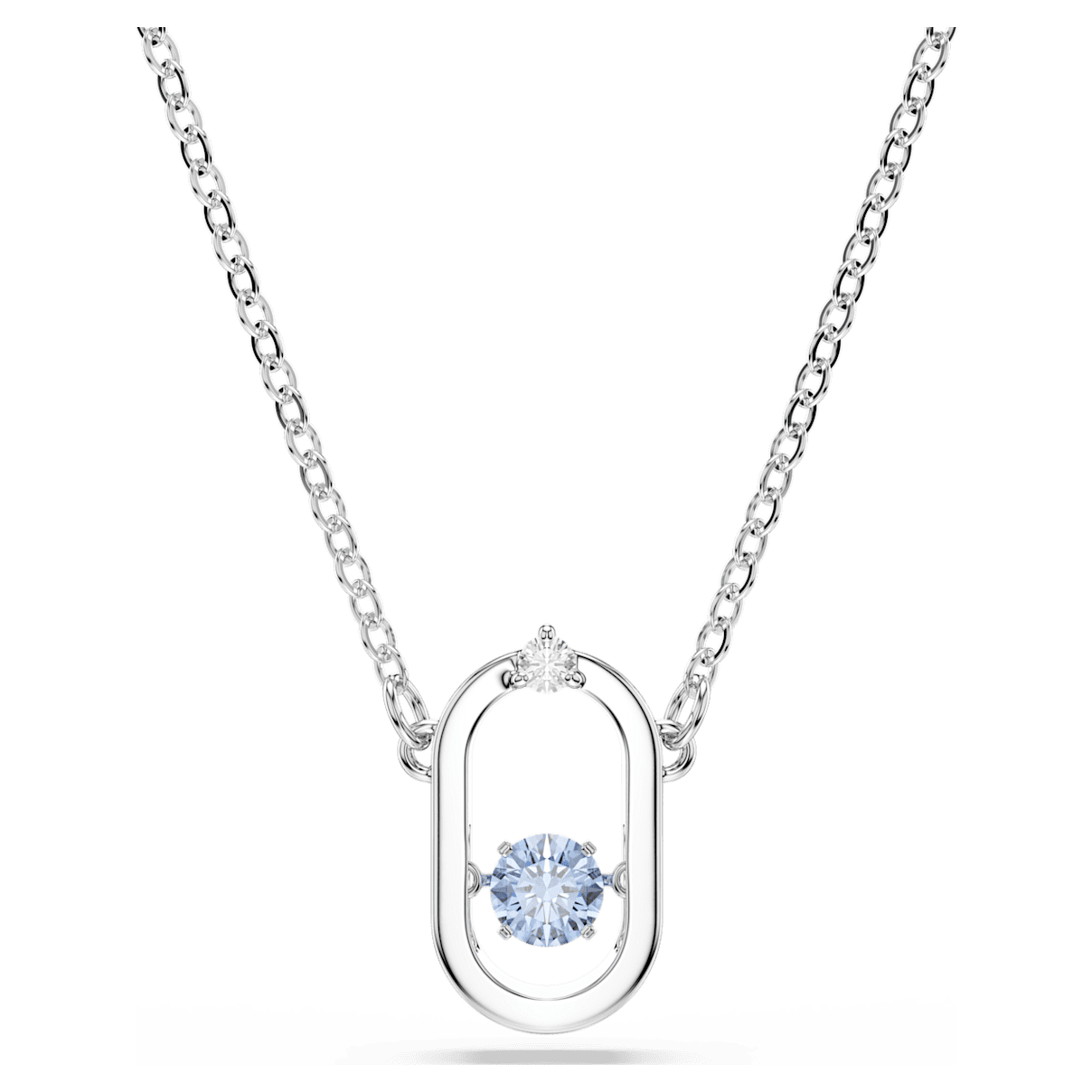 

Swarovski Sparkling Dance 项链, 圆形切割，椭圆形, 蓝色, 镀铑