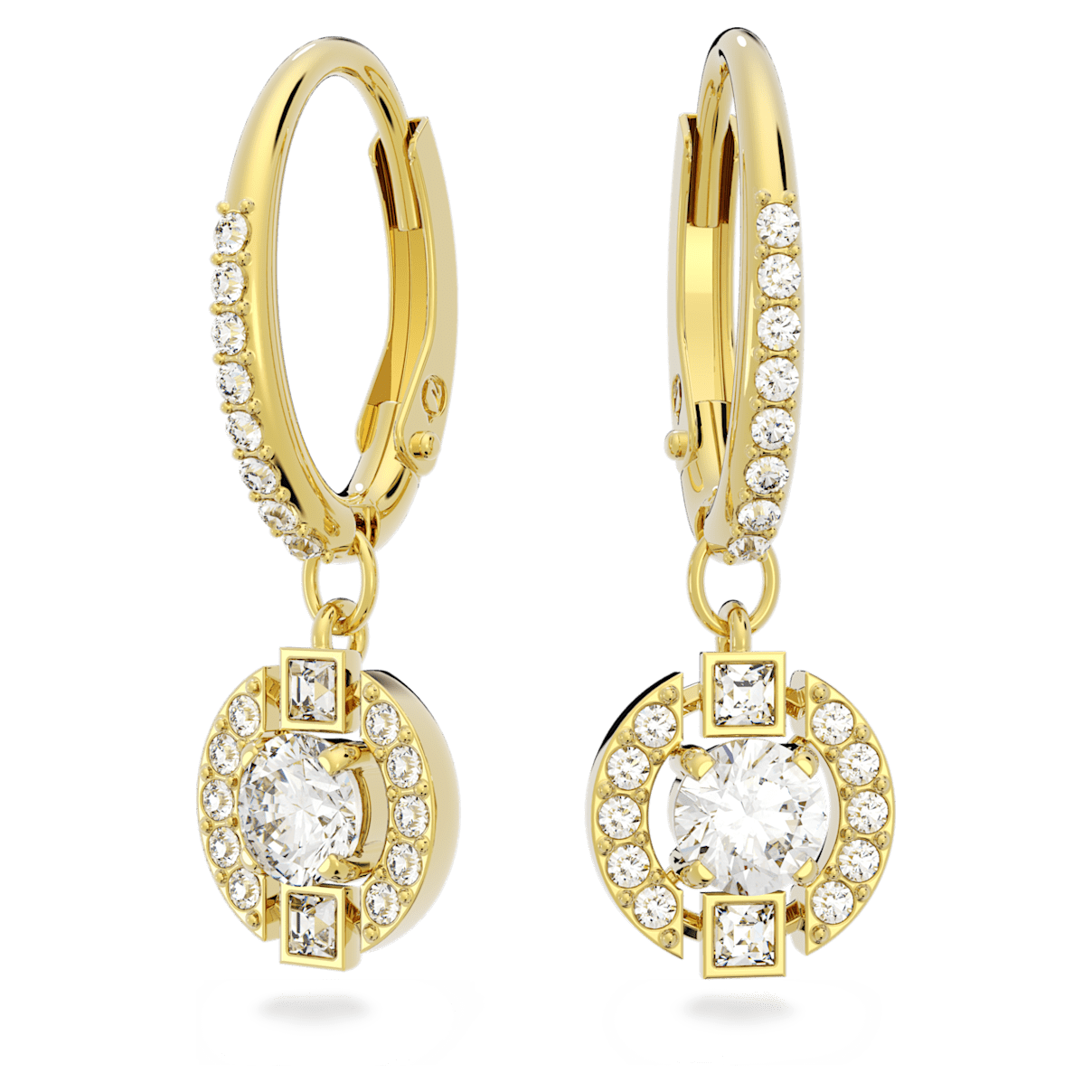 

Swarovski Sparkling Dance 水滴形耳环, 圆形切割, 白色, 镀金色调