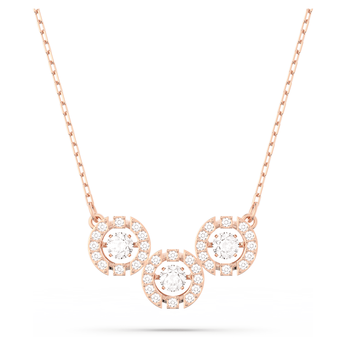 

Swarovski Sparkling Dance Trilogy 项链, 圆形切割, 白色, 镀玫瑰金色调