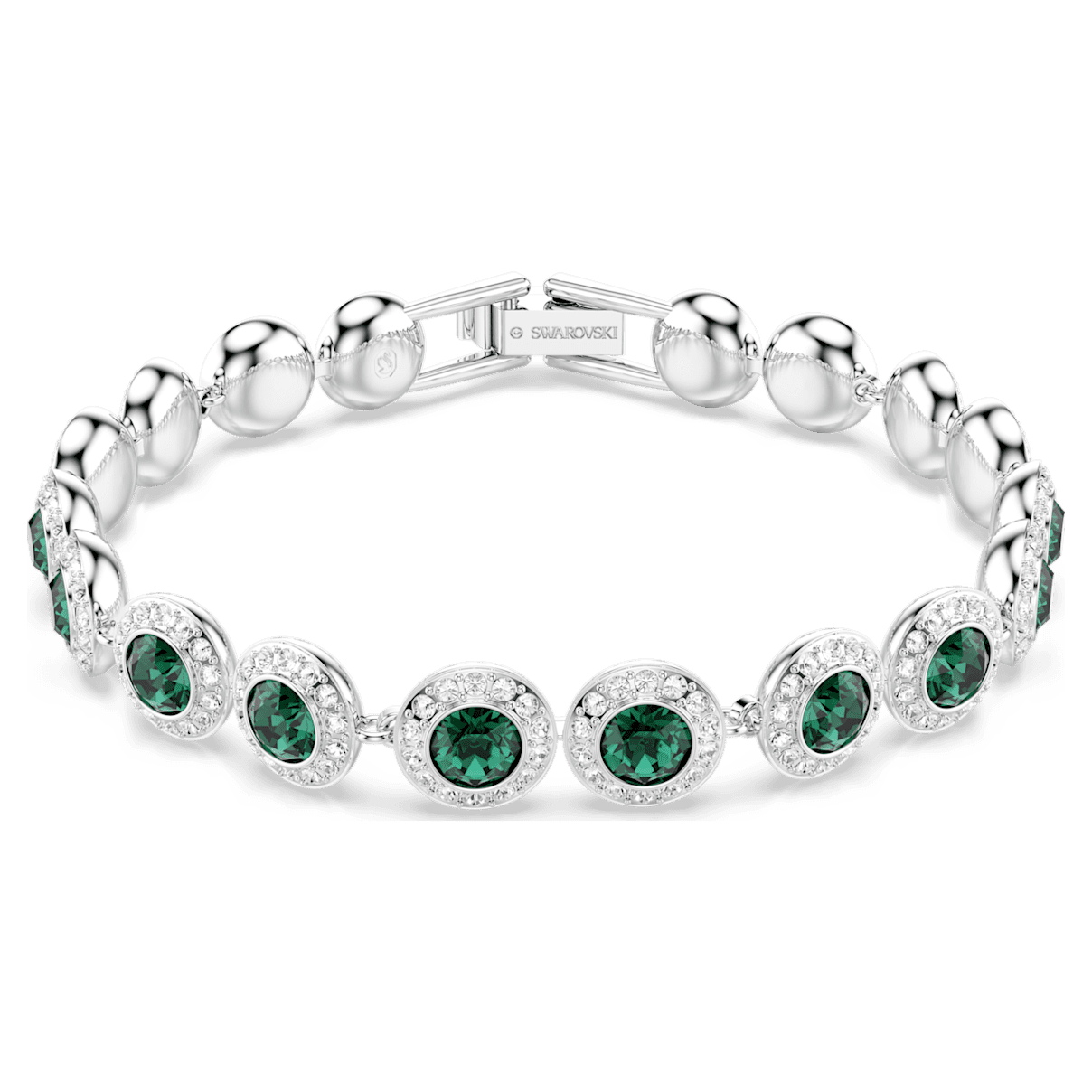 

Swarovski Angelic 手链, 圆形切割, 密镶, 绿色, 镀铑