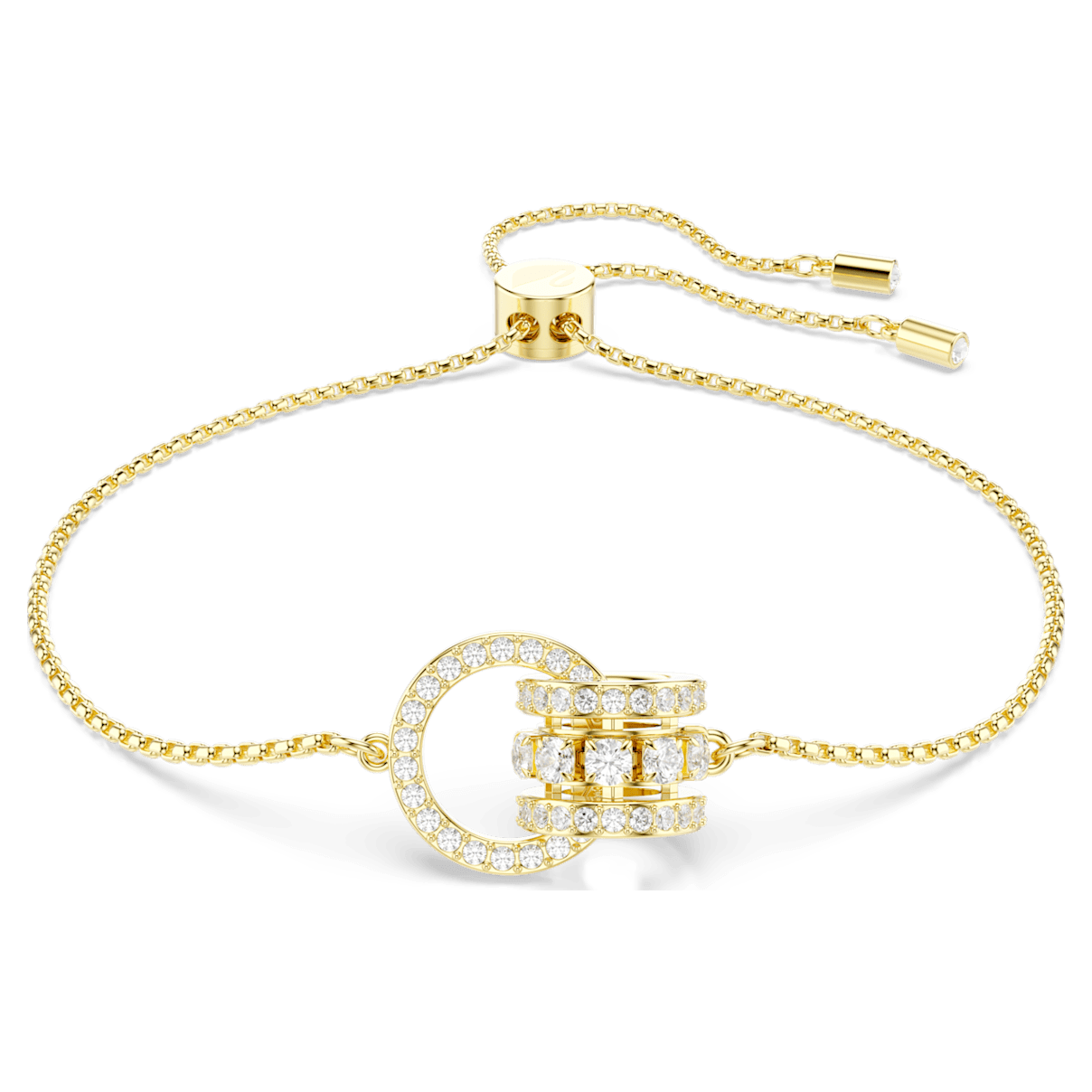 

Swarovski Further 手链, 环形相扣, 白色, 镀金色调