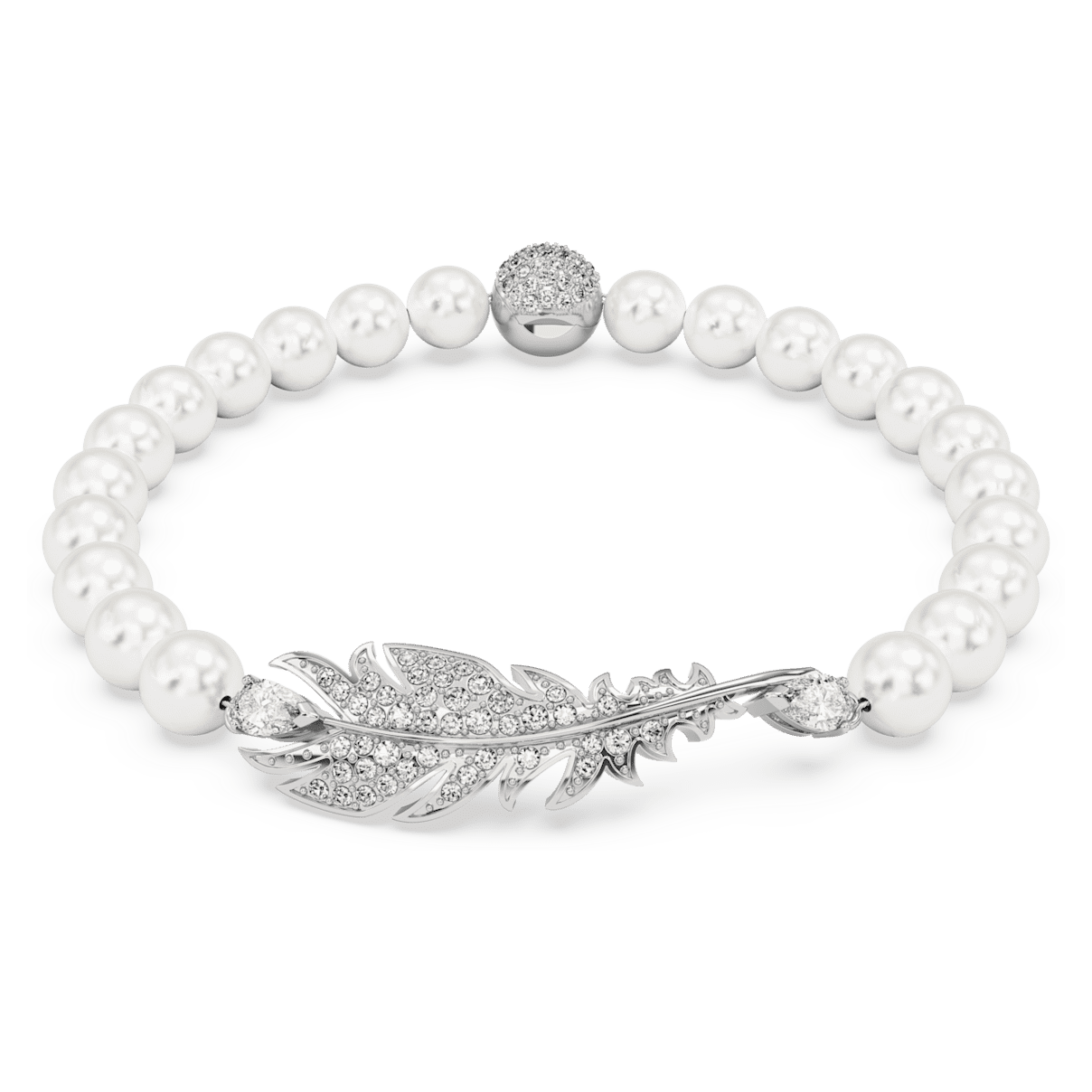 

Swarovski Nice 手链, 磁扣, 羽毛, 白色, 镀铑