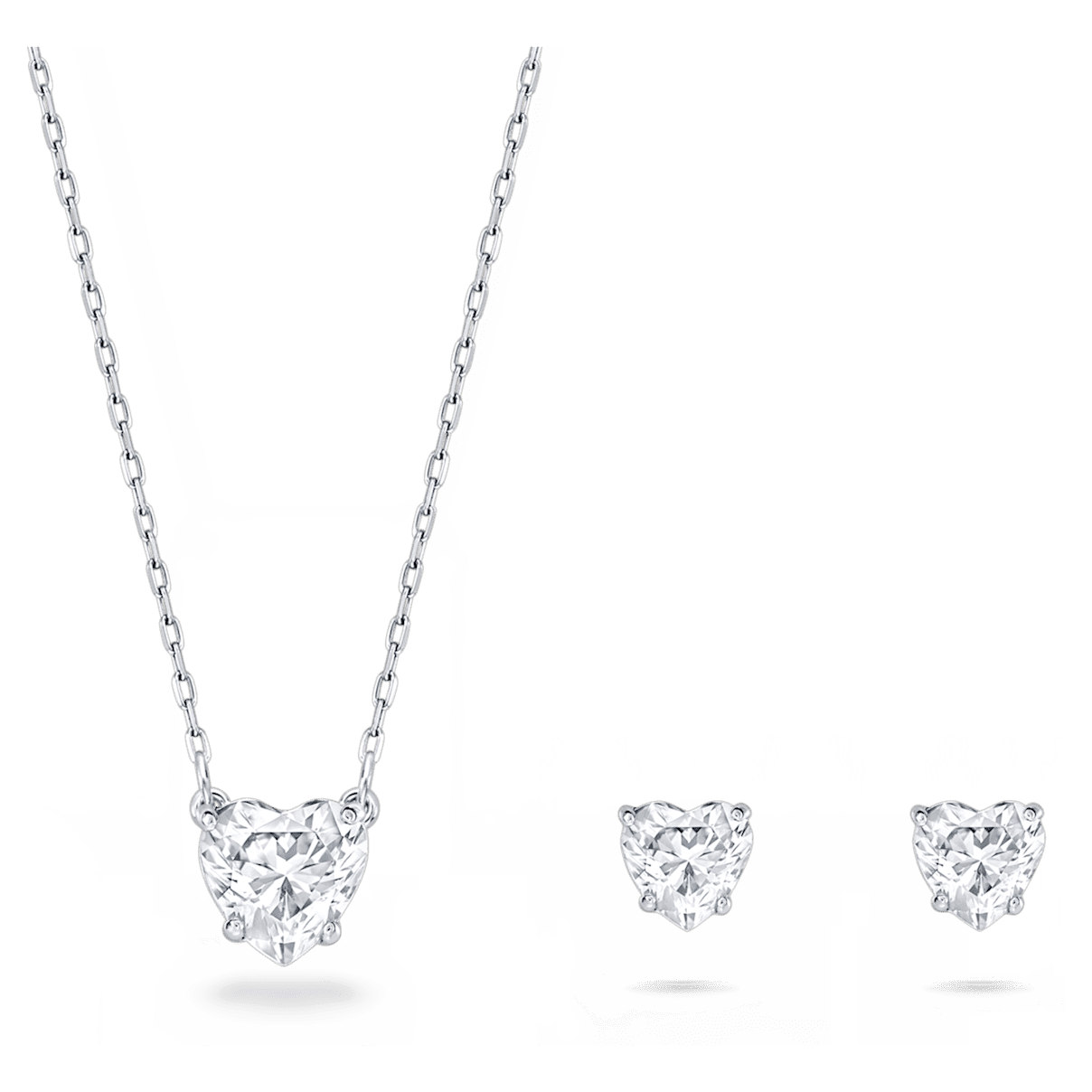 

Swarovski Attract 套装, 心形, 白色, 镀铑