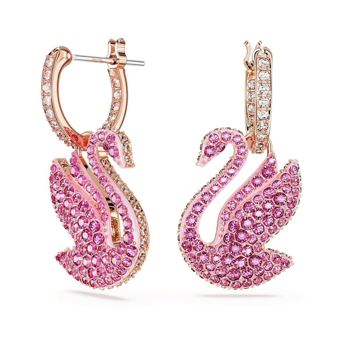 

Swarovski Iconic Swan 水滴形耳环, 天鹅, 粉红色, 镀玫瑰金色调