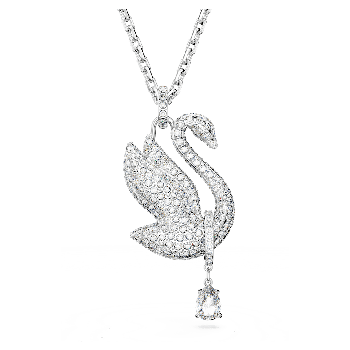 

Swarovski Iconic Swan 项链, 天鹅, 大码, 白色, 镀铑