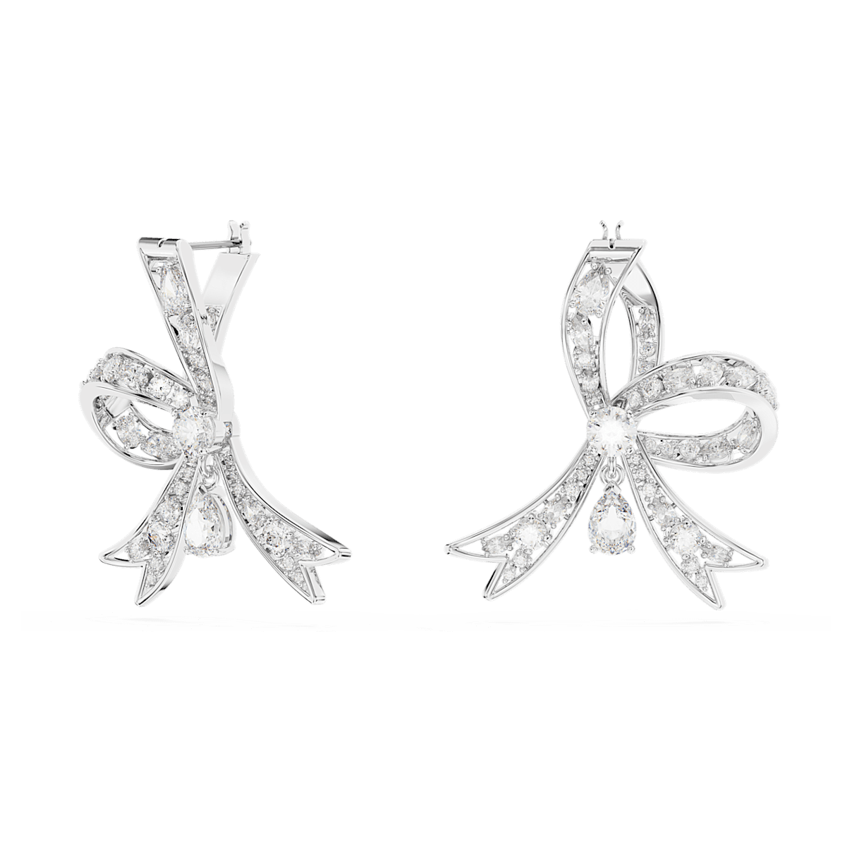 

Swarovski Volta 水滴形耳环, 蝴蝶结, 白色, 镀铑