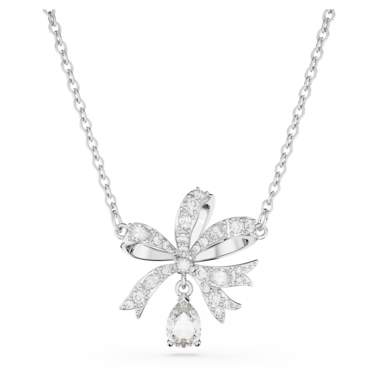 

Swarovski Volta 项链, 蝴蝶结, 小码, 白色, 镀铑