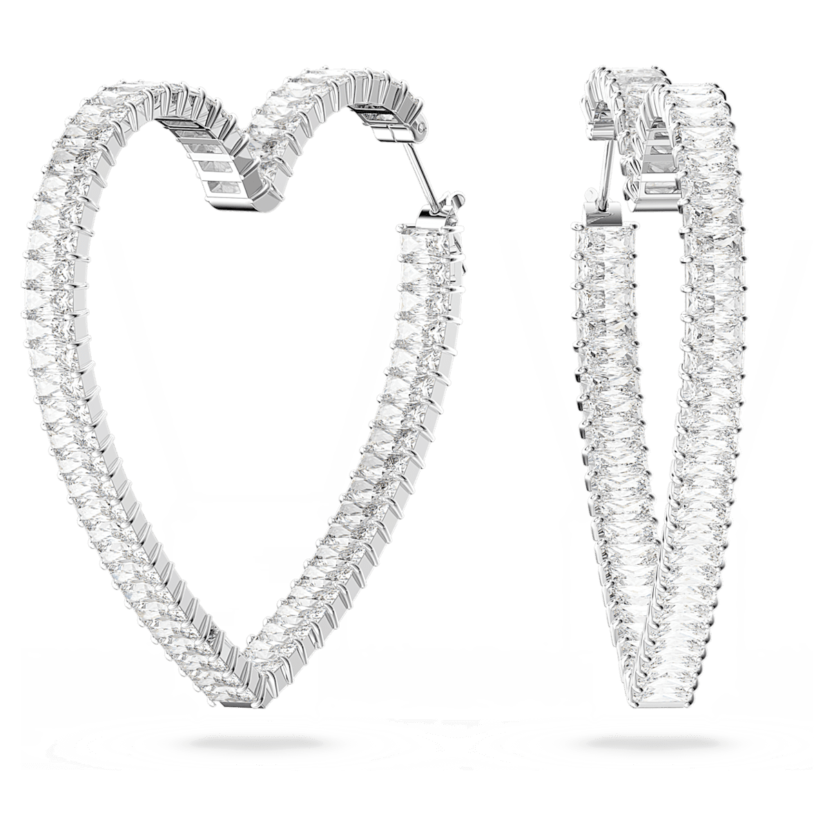 

Swarovski Matrix 大圈耳环, 心形, 大码, 白色, 镀铑