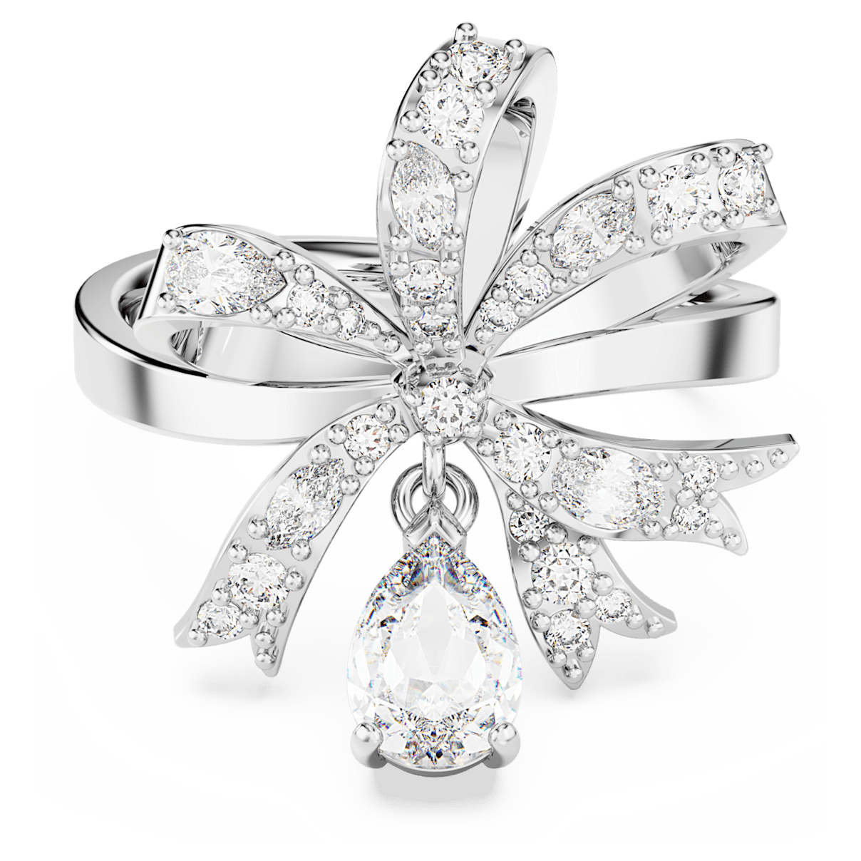 

Swarovski Volta 个性戒指, 蝴蝶结, 白色, 镀铑