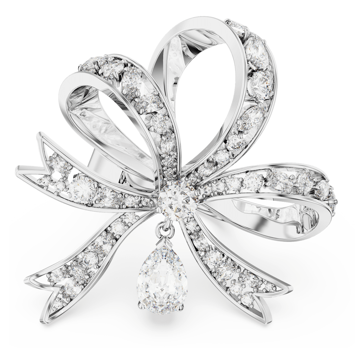 

Swarovski Volta 个性戒指, 蝴蝶结, 长, 白色, 镀铑