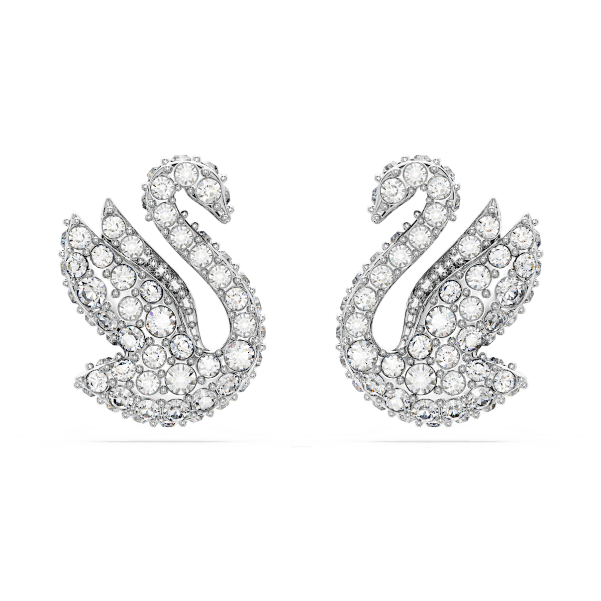 

Swarovski Iconic Swan 耳钉, 天鹅, 白色, 镀铑