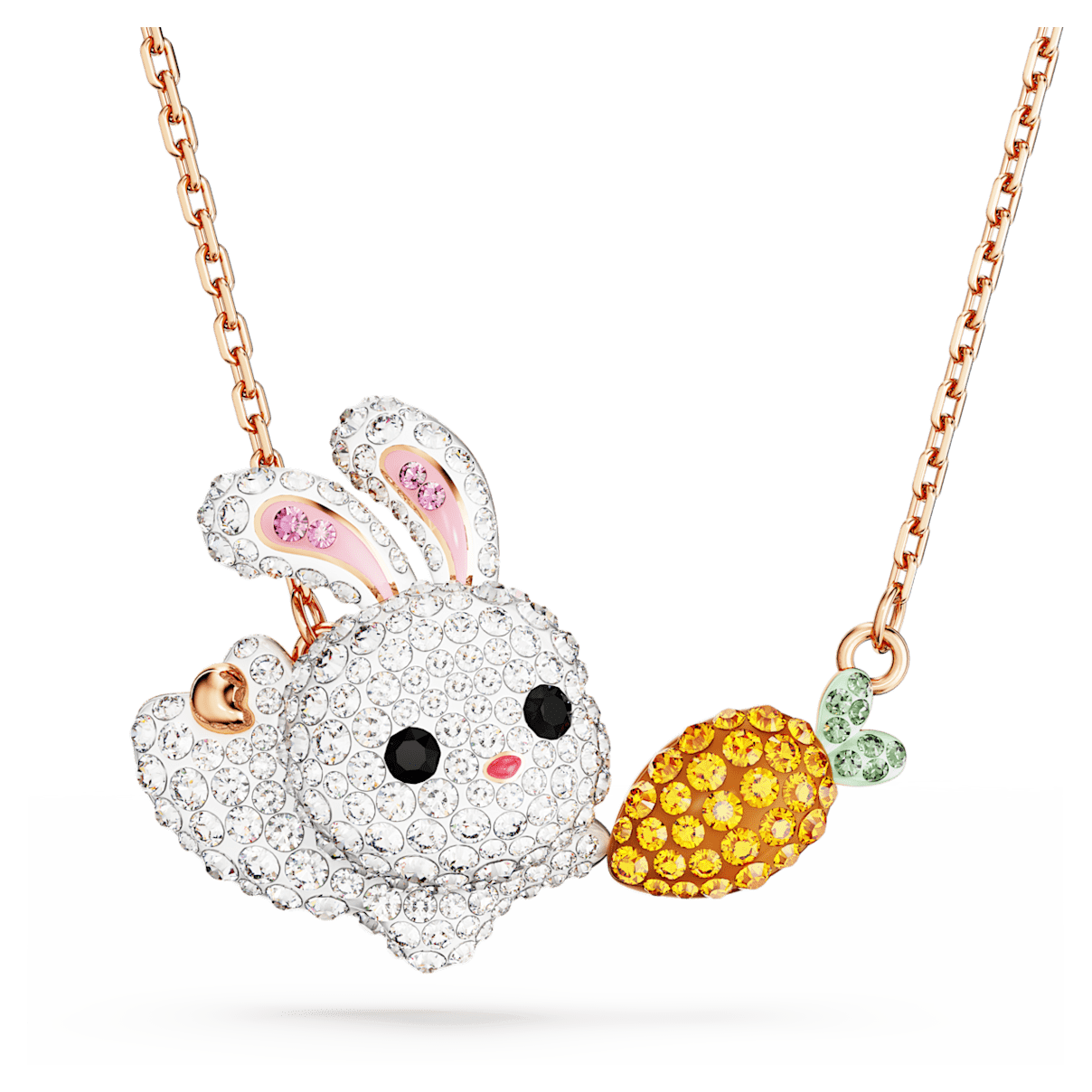 

Swarovski Zodiac Rabbit 项链, 兔子和胡萝卜, 流光溢彩, 镀玫瑰金色调