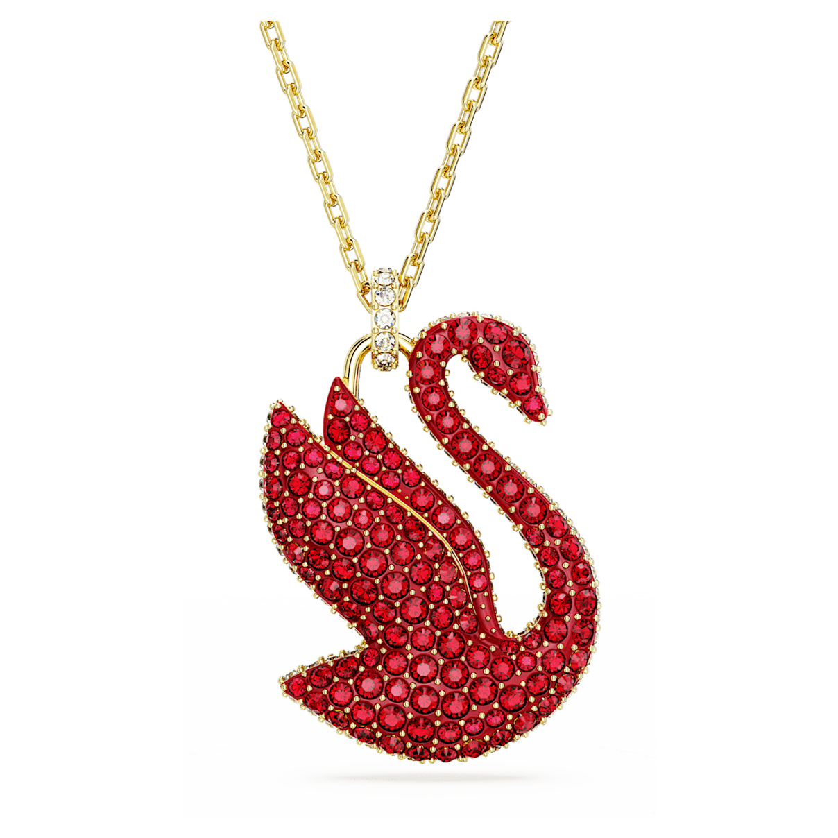 

Swarovski Iconic Swan 链坠, 天鹅, 大码, 红色, 镀金色调