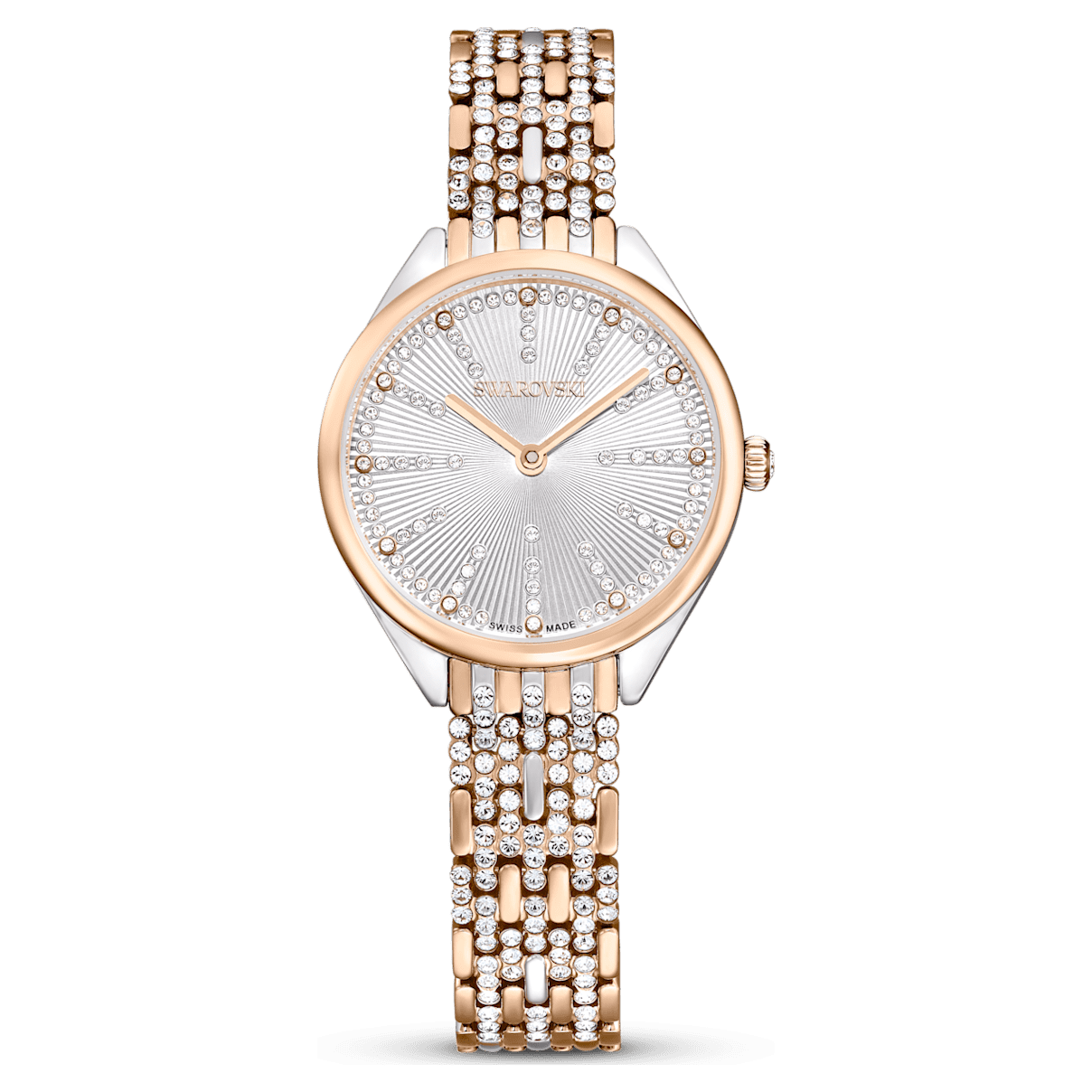 

Swarovski Attract 腕表, 瑞士制造，密镶, 金属手链, 玫瑰金色调, 混合金属润饰