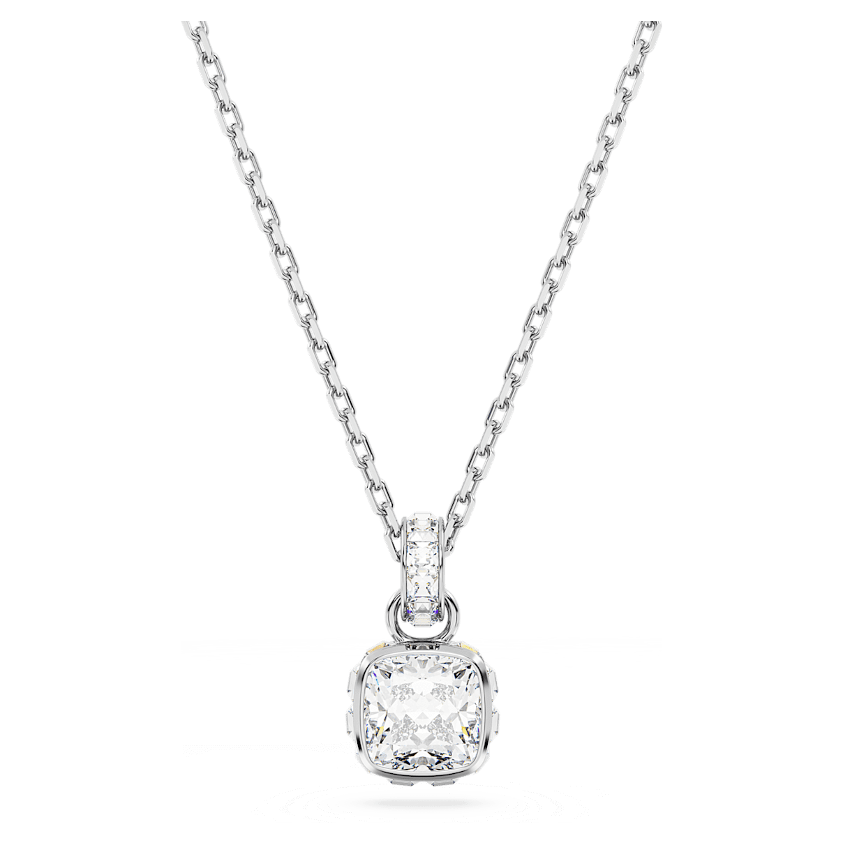 

Swarovski Birthstone 链坠, 方形切割, 四月, 白色, 镀铑
