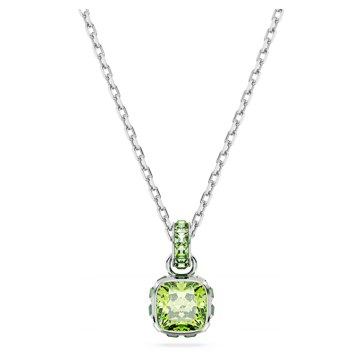 

Swarovski Birthstone 链坠, 方形切割, 八月, 绿色, 镀铑