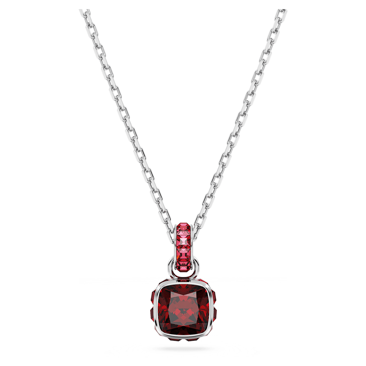 

Swarovski Birthstone 链坠, 方形切割, 一月, 红色, 镀铑