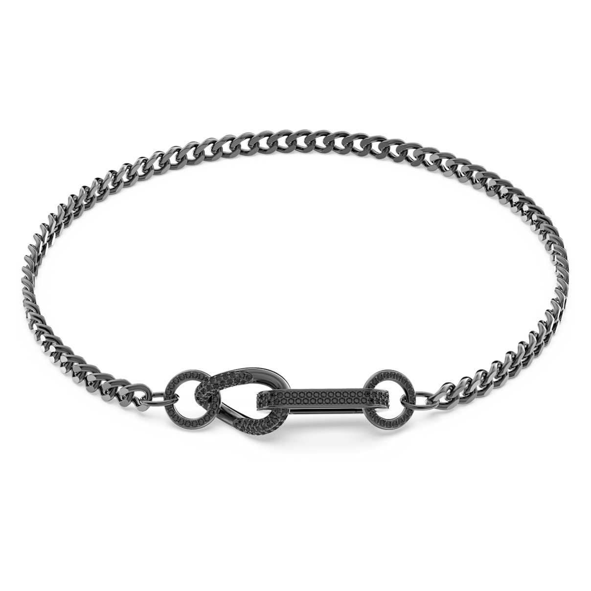 

Swarovski Dextera 项链, 密鑲, 混合連結, 黑色, 镀钌