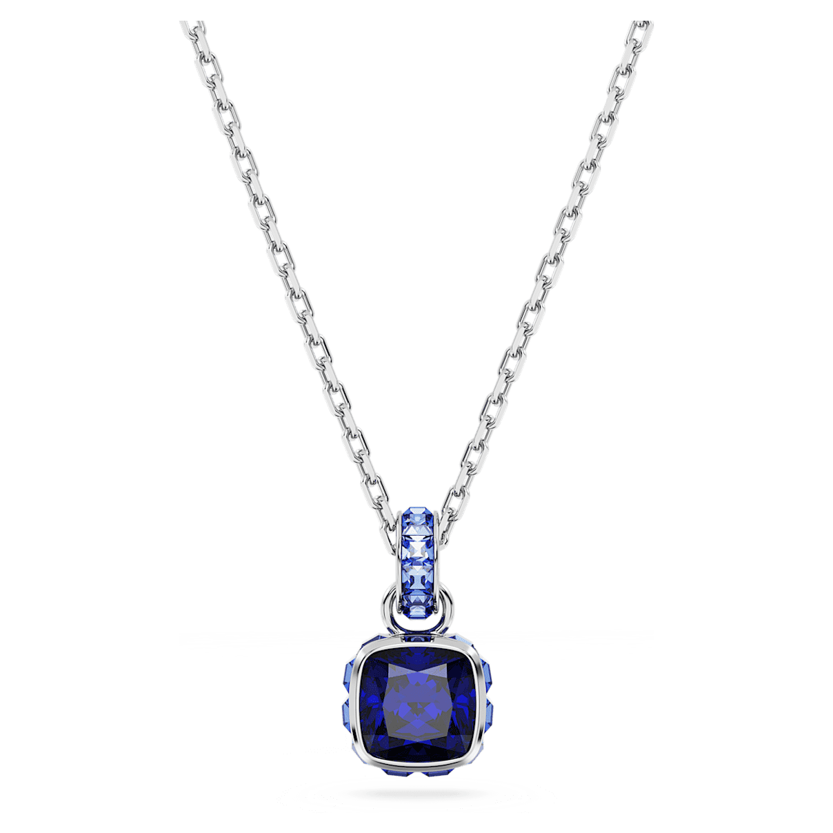 

Swarovski Birthstone 链坠, 方形切割, 九月, 蓝色, 镀铑