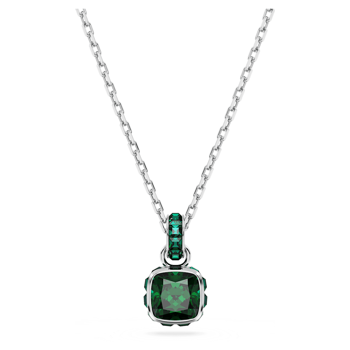 

Swarovski Birthstone 链坠, 方形切割, 五月, 绿色, 镀铑