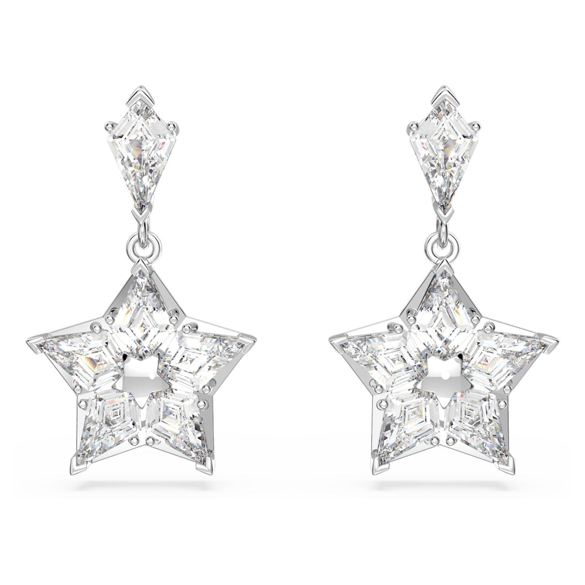 

Swarovski Stella 水滴形耳环, 风筝型切割, 星星, 白色, 镀铑