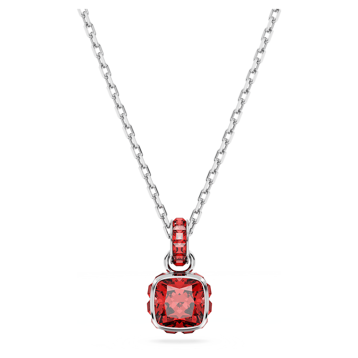 

Swarovski Birthstone 链坠, 方形切割, 七月, 红色, 镀铑