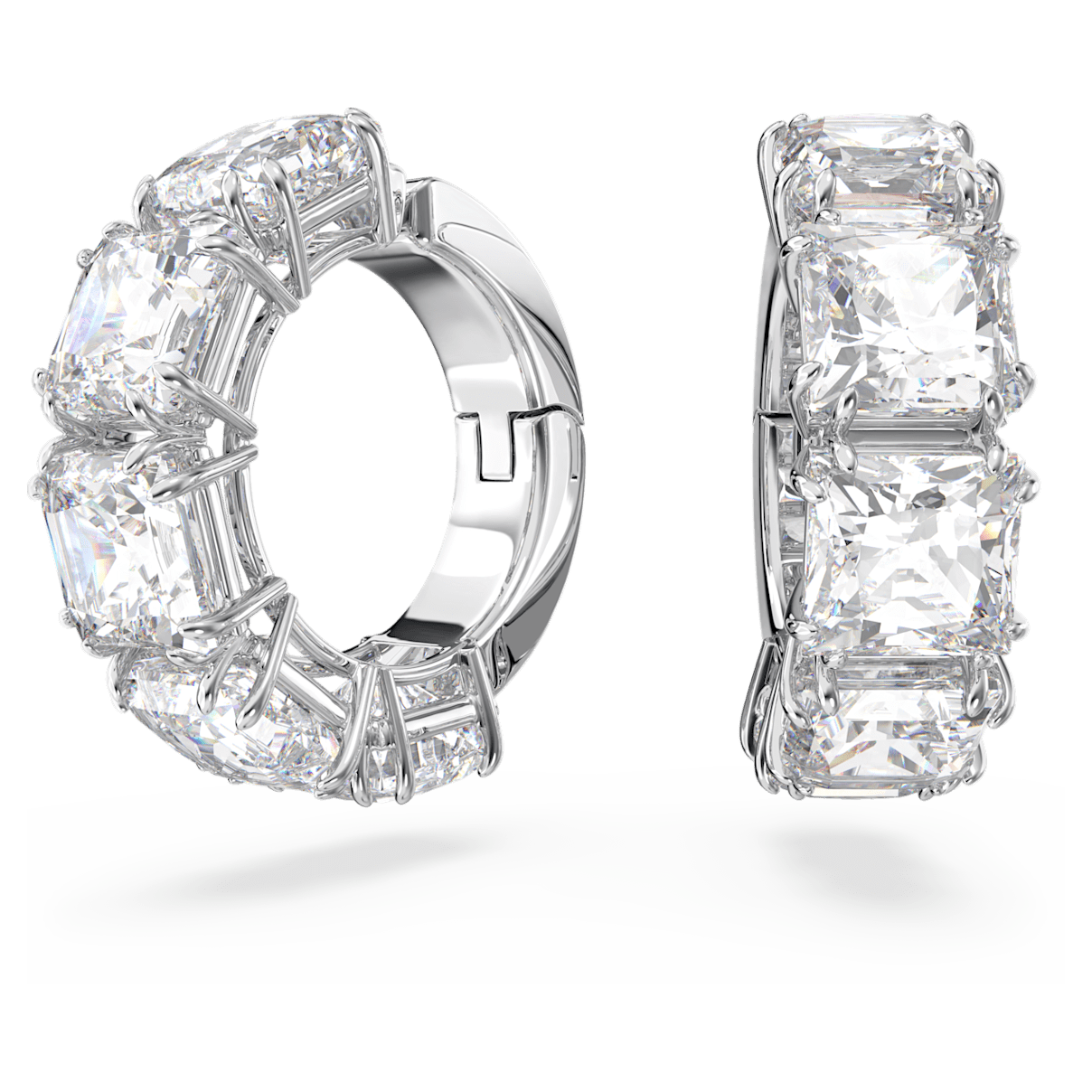 

Swarovski Millenia 夹式耳环, 方形切割, 白色, 镀铑