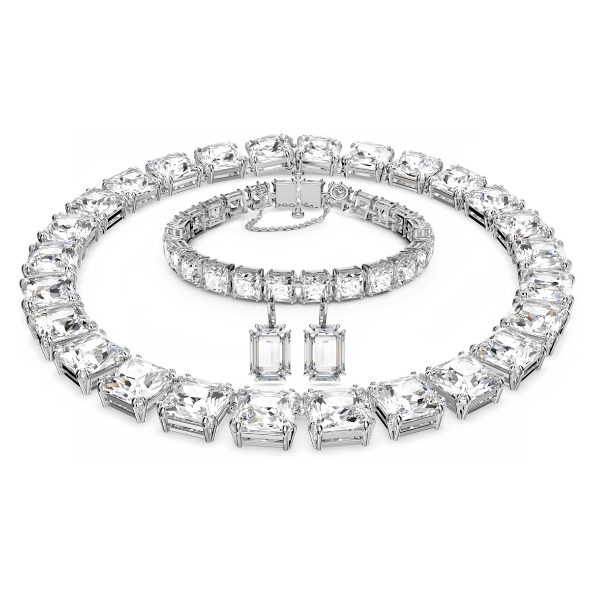 

Swarovski Millenia 套装, 混合切割, 白色, 镀铑