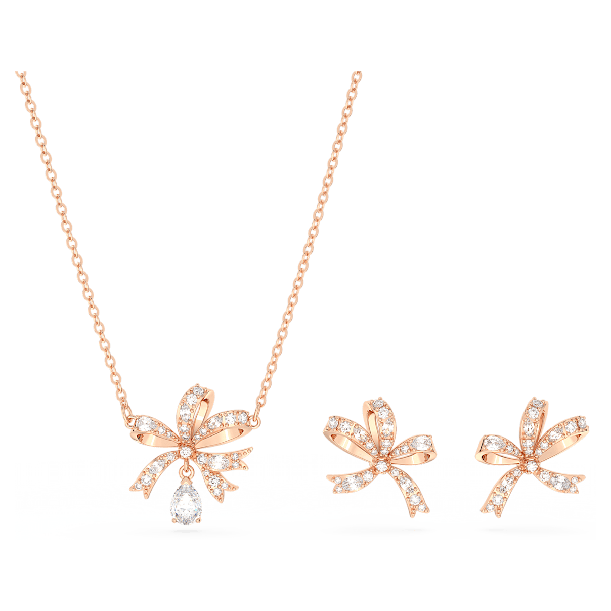 

Swarovski Volta 套装, 蝴蝶结, 白色, 镀玫瑰金色调