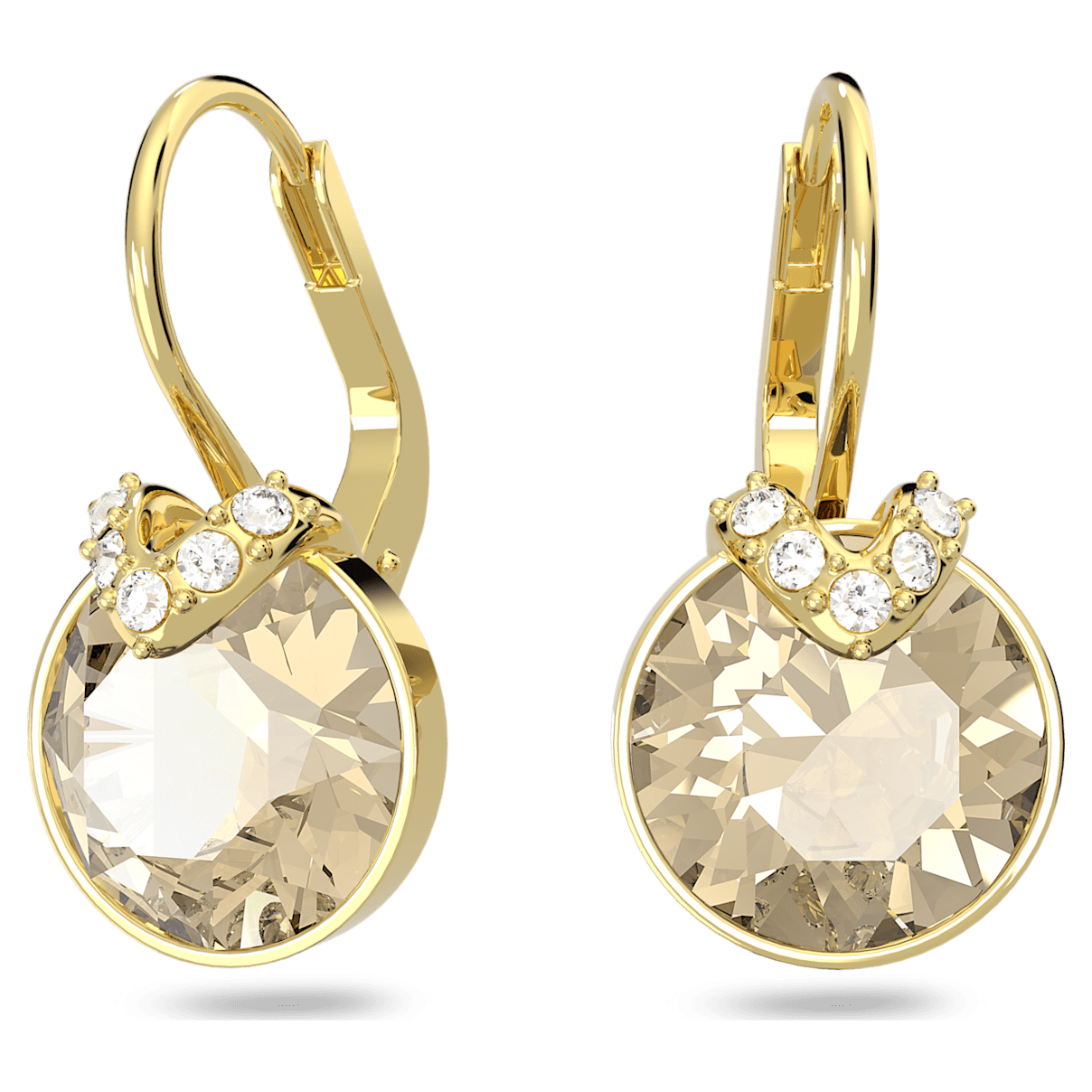 

Swarovski Bella V 水滴形耳环, 圆形切割, 金色, 镀金色调